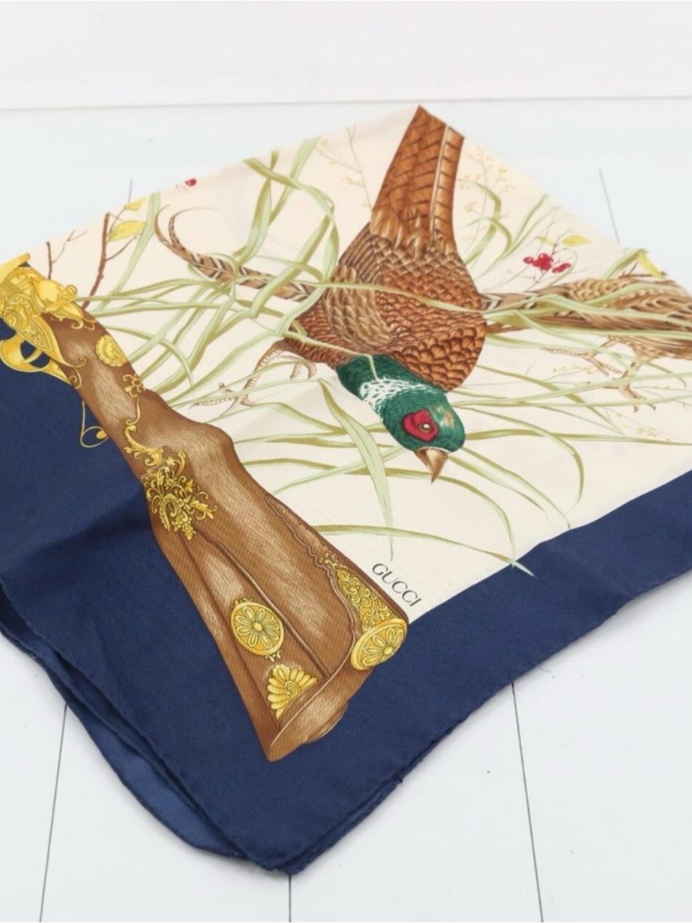 Gucci Pheasant Hunting Silk Scarf